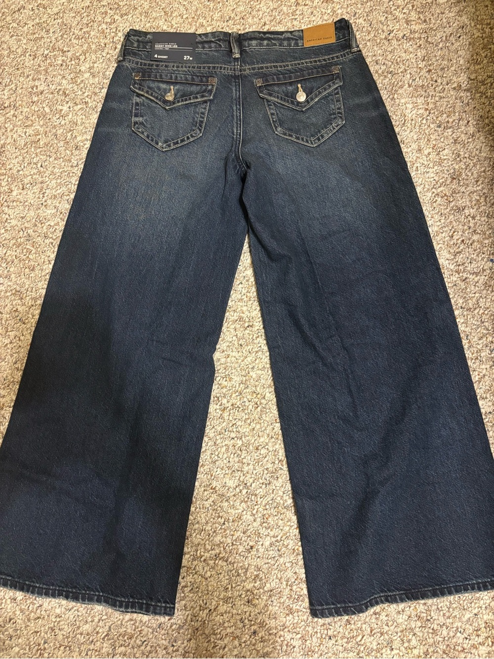 American Eagle Outfitters Wide-Leg Dark Blue Denim Jeans